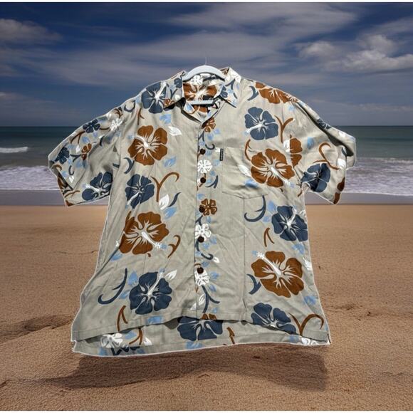 Hawaiian Shirt By Mango Moon Men’s Large Aloha NWT Floral Hibiscus Vacation - Picture 1 of 10